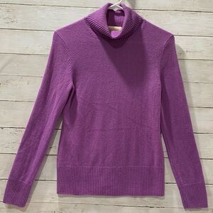Peck & Peck M 100% Cashmere Sweater Lavender Turtleneck Pullover Lightweight